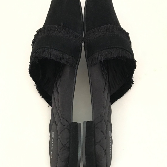 BIRDIES The Ani Black Fringe Suede Slippers Slip On Slide Mule Women’s Size 9.5 - Picture 12 of 16